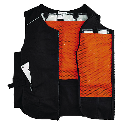 ergodyne Chill-Its 6260 Lightweight Phase Change Cooling Vest with Packs, Cotton/Poly, 2X-Large/3X-Large, Black (EGO12134)