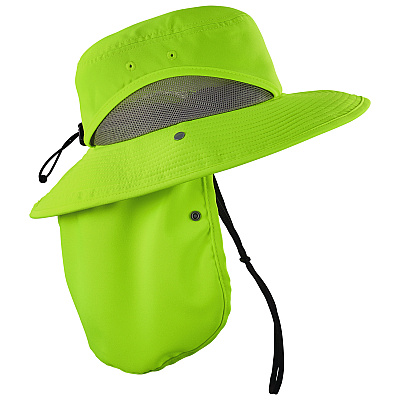 ergodyne Chill-Its 8934 Ranger Hat with Neck Shade, Microfiber/Polyester, Small/Medium, Lime (EGO12710)