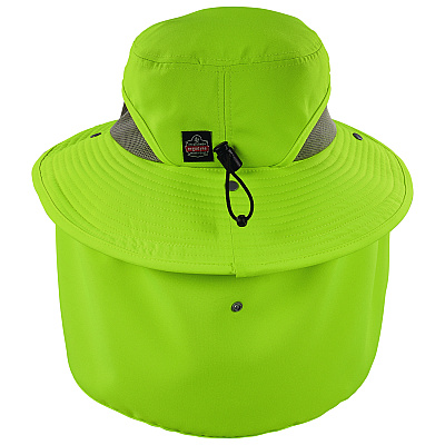 ergodyne Chill-Its 8934 Ranger Hat with Neck Shade, Microfiber/Polyester, Large/X-Large, Lime (EGO12711)