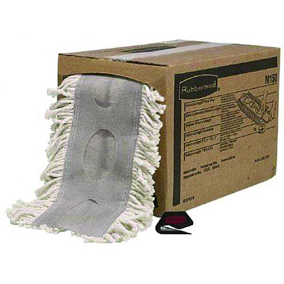 Rubbermaid Commercial Cut To Length Dust Mops, Cotton, White, Cut-End, 5 x 40 Ft, 1 Box (RCPM150)