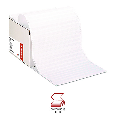 Universal Printout Paper, 1-Part, 20 lb Bond Weight, 14.88 x 11, White/Green Bar, 2,400/Carton (UNV15852)