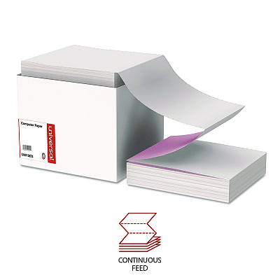 Universal Printout Paper, 3-Part, 15 lb Bond Weight, 9.5 x 11, White/Canary/Pink, 1,200/Carton (UNV15873)