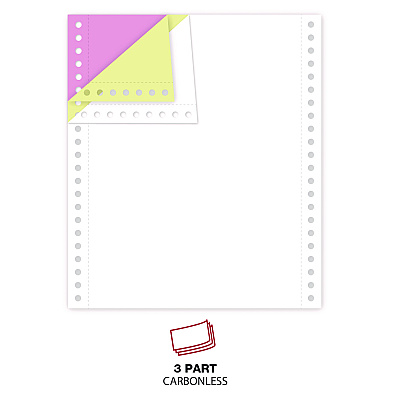 Universal Printout Paper, 3-Part, 15 lb Bond Weight, 9.5 x 11, White/Canary/Pink, 1,200/Carton (UNV15873)