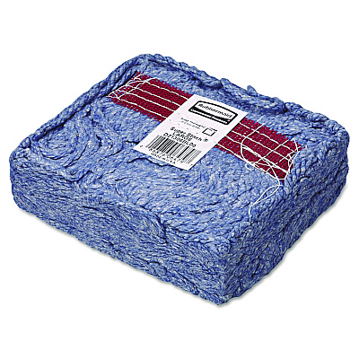 Rubbermaid Commercial Super Stitch Blend Mop Head, Large, Cotton/Synthetic, Blue, 6/Carton (RCPD213BLU)