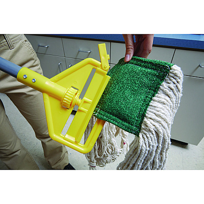 Rubbermaid Commercial Invader Fiberglass Side-Gate Wet-Mop Handle, 1" dia x 60", Gray/Yellow (RCPH146)