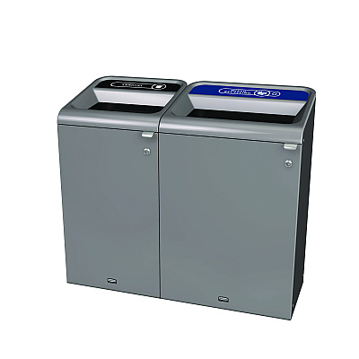 Rubbermaid Commercial Configure Indoor Recycling Waste Receptacle, 33 gal, Metal, Gray (RCP1961628)