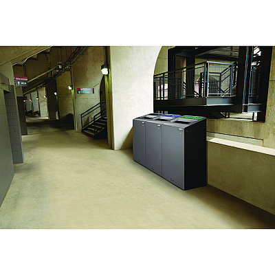 Rubbermaid Commercial Configure Indoor Recycling Waste Receptacle, 33 gal, Metal, Gray (RCP1961628)