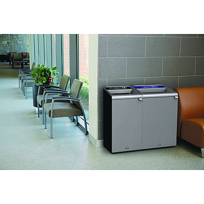 Rubbermaid Commercial Configure Indoor Recycling Waste Receptacle, Mixed Recycling, 23 gal, Metal, Gray (RCP1961622)