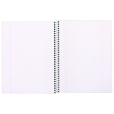 Mead Spiral Notebook, 3-Hole Punched, 1-Subject, Wide/Legal Rule, Randomly Assorted Cover Color, (100) 10.5 x 7.5 Sheets (MEA05514)