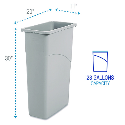Boardwalk Slim Waste Container, 23 gal, Plastic, Gray (BWK23GLSJGRA)