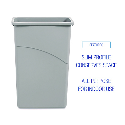 Boardwalk Slim Waste Container, 23 gal, Plastic, Gray (BWK23GLSJGRA)