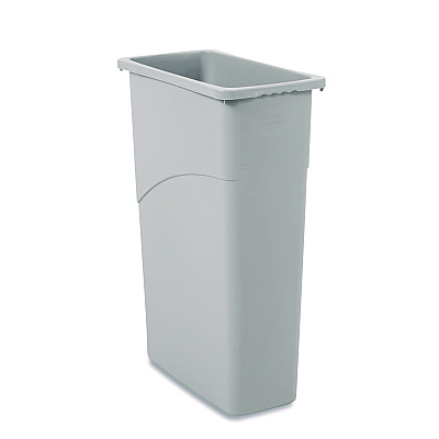 Boardwalk Slim Waste Container, 23 gal, Plastic, Gray (BWK23GLSJGRA)