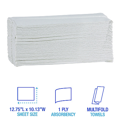 Boardwalk Green C-Fold Towels, 1-Ply, 10.13 x 12.75, Natural White, 150/Pack, 16 Packs/Carton (BWK51GREENB)
