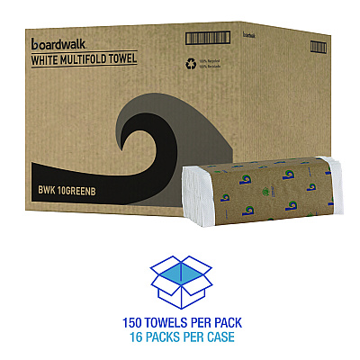 Boardwalk Green C-Fold Towels, 1-Ply, 10.13 x 12.75, Natural White, 150/Pack, 16 Packs/Carton (BWK51GREENB)