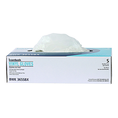 Boardwalk General Purpose Vinyl Gloves, Powder/Latex-Free, 2.6 mil, Small, Clear, 100/Box, 10 Boxes/Carton (BWK365SCT)