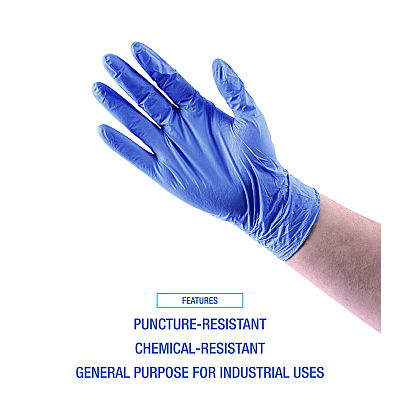 Boardwalk Disposable General-Purpose Nitrile Gloves, Large, Blue, 4 mil, 100/Box (BWK380LBXA)