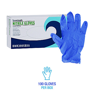Boardwalk Disposable General-Purpose Nitrile Gloves, Small, Blue, 4 mil, 1,000/Carton (BWK380SCTA)