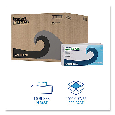 Boardwalk Disposable Examination Nitrile Gloves, X-Large, Blue, 5 mil, 1,000/Carton (BWK382XLCTA)