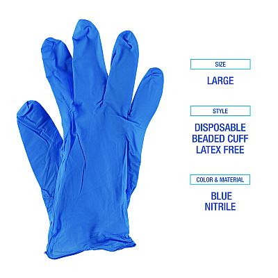 Boardwalk Disposable General-Purpose Powder-Free Nitrile Gloves, Large, Blue, 5 mil, 100/Box (BWK395LBXA)