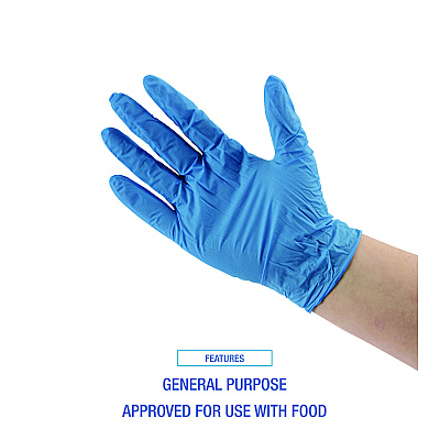 Boardwalk Disposable General-Purpose Powder-Free Nitrile Gloves, Large, Blue, 5 mil, 100/Box (BWK395LBXA)