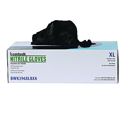 Boardwalk Disposable General-Purpose Powder-Free Nitrile Gloves, X-Large, Black, 4.4 mil, 100/Box (BWK396XLBXA)