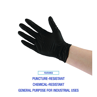 Boardwalk Disposable General-Purpose Powder-Free Nitrile Gloves, X-Large, Black, 4.4 mil, 100/Box (BWK396XLBXA)