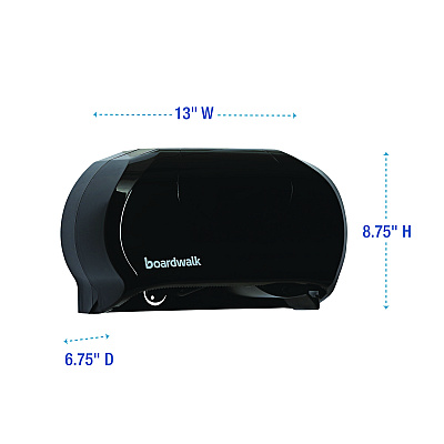 Boardwalk Standard Twin Toilet Tissue Dispenser, 13 x 6.75 x 8.75, Black (BWK1502)