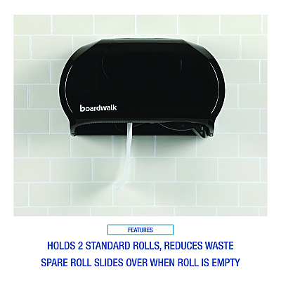 Boardwalk Standard Twin Toilet Tissue Dispenser, 13 x 6.75 x 8.75, Black (BWK1502)