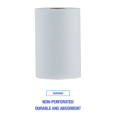 Boardwalk Hardwound Paper Towels, Nonperforated, 1-Ply, 8" x 350 ft, White, 12 Rolls/Carton (BWK6250)