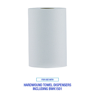 Boardwalk Hardwound Paper Towels, Nonperforated, 1-Ply, 8" x 350 ft, White, 12 Rolls/Carton (BWK6250)