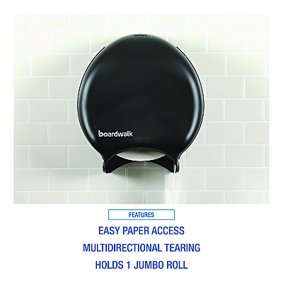 Boardwalk Single Jumbo Toilet Tissue Dispenser, 11 x 6.25 x 12.25, Black (BWK1519)