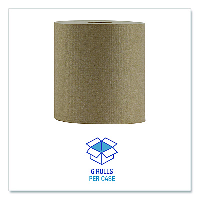 Boardwalk Hardwound Paper Towels, Nonperforated, 1-Ply, 8" x 800 ft, Natural, 6 Rolls/Carton (BWK6256)