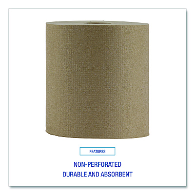 Boardwalk Hardwound Paper Towels, Nonperforated, 1-Ply, 8" x 800 ft, Natural, 6 Rolls/Carton (BWK6256)