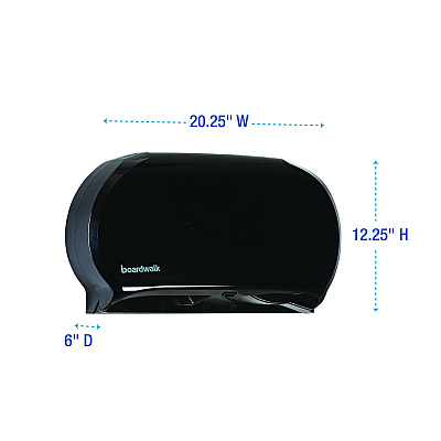 Boardwalk Jumbo Twin Toilet Tissue Dispenser, 20.25 x 6 x 12.25, Black (BWK1529)