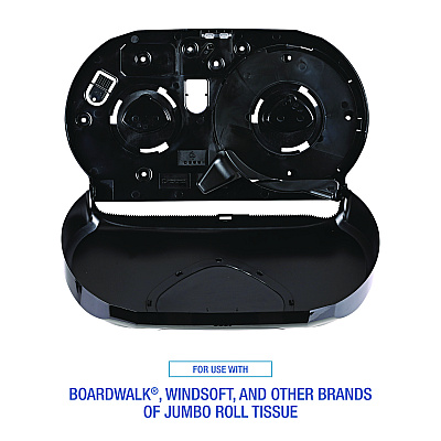Boardwalk Jumbo Twin Toilet Tissue Dispenser, 20.25 x 6 x 12.25, Black (BWK1529)