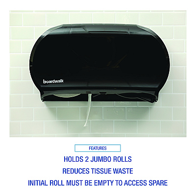 Boardwalk Jumbo Twin Toilet Tissue Dispenser, 20.25 x 6 x 12.25, Black (BWK1529)
