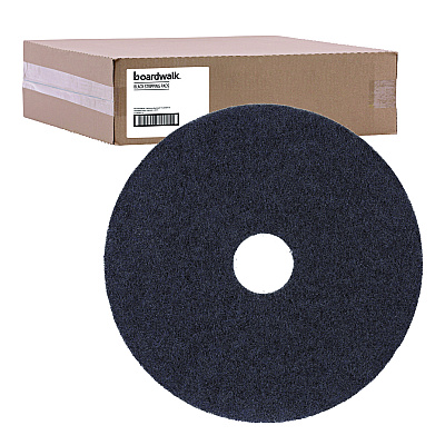 Boardwalk Stripping Floor Pads, 12" Diameter, Black, 5/Carton (BWK4012BLA)