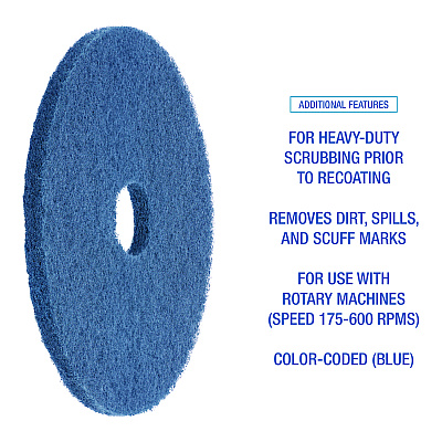 Boardwalk Scrubbing Floor Pads, 17" Diameter, Blue, 5/Carton (BWK4017BLU)
