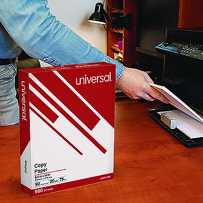 Universal Copy Paper Convenience Carton, 92 Bright, 20 lb Bond Weight, 8.5 x 11, White, 500 Sheets/Ream, 5 Reams/Carton (UNV11289)