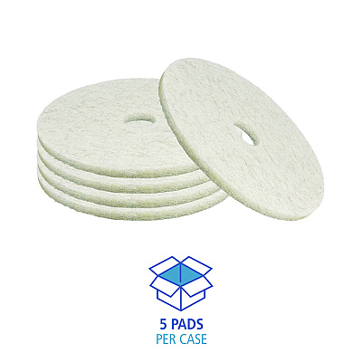 Boardwalk Natural Burnishing Floor Pads, 17" Diameter, White, 5/Carton (BWK4017NAT)