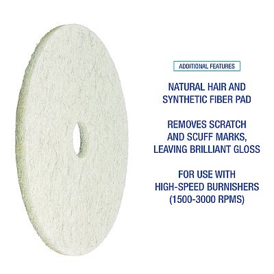 Boardwalk Natural Burnishing Floor Pads, 17" Diameter, White, 5/Carton (BWK4017NAT)