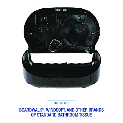 Boardwalk Standard Twin Toilet Tissue Dispenser, 13 x 6.75 x 8.75, Black (BWK1502)