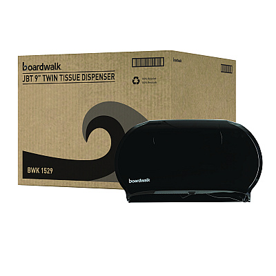Boardwalk Jumbo Twin Toilet Tissue Dispenser, 20.25 x 6 x 12.25, Black (BWK1529)