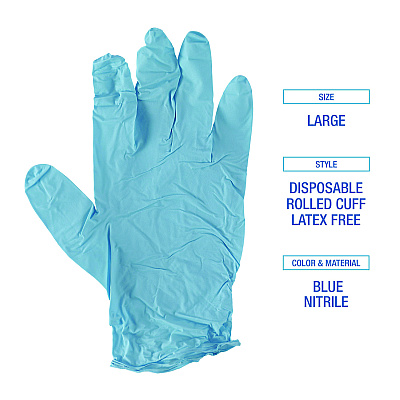 Boardwalk Disposable Examination Nitrile Gloves, Large, Blue, 5 mil, 100/Box (BWK382LBXA)