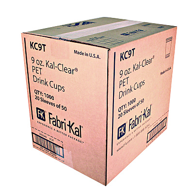 Fabri-Kal Kal-Clear True PET Cold Drink Cups, 9 oz, Clear, 50/Bag, 20 Bags/Carton (FABKC9T)