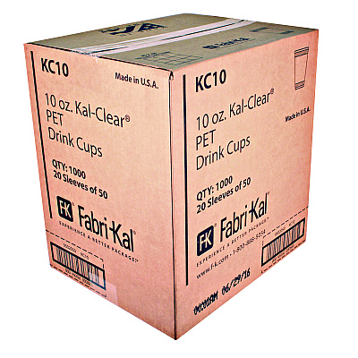 Fabri-Kal Kal-Clear PET Cold Drink Cups, 10 oz, Clear, 50/Bag, 20 Bags/Carton (FABKC10)