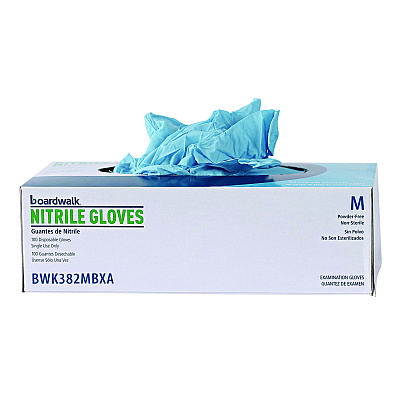 Boardwalk Disposable Examination Nitrile Gloves, Medium, Blue, 5 mil, 1,000/Carton (BWK382MCTA)