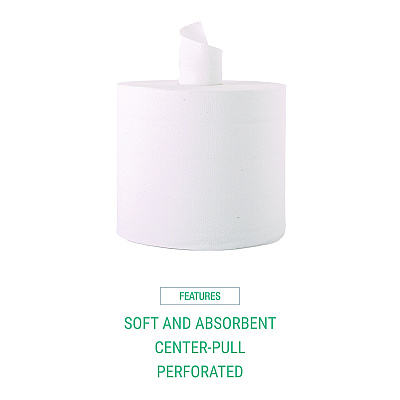 Windsoft Center-Flow Perforated Paper Towel Roll, 7.3 x 15, White, 6 Rolls/Carton (WIN1420B)