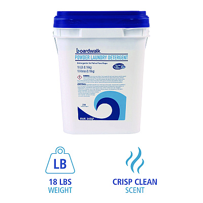 Boardwalk Laundry Detergent Powder, Low Foam, Crisp Clean Scent, 18 lb Pail (BWK340LP)
