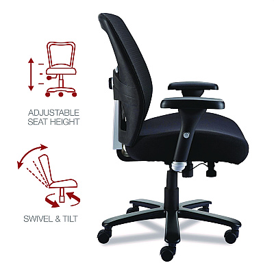 Alera Faseny Series Big and Tall Manager Chair, Supports Up to 400 lbs, 17.48" to 21.73" Seat Height, Black Seat/Back/Base (ALEFN44B14)